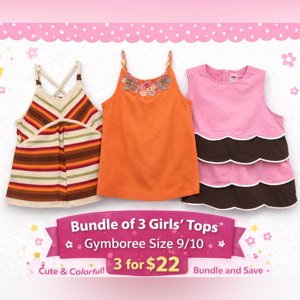Gymboree Girls Bundle Size 9/10 – 3 Cute Tops – Bundle Deal $22